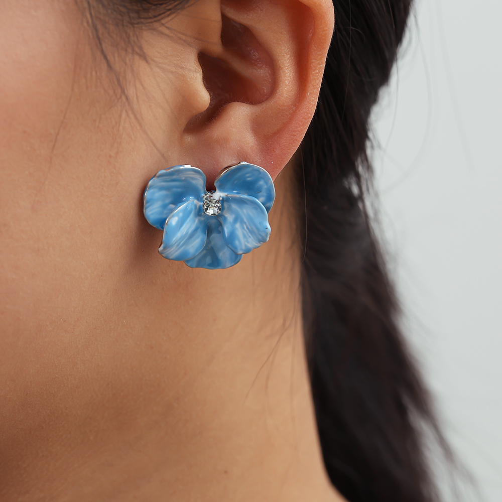 Stainless steel earrings 25mm enamel iron flowers