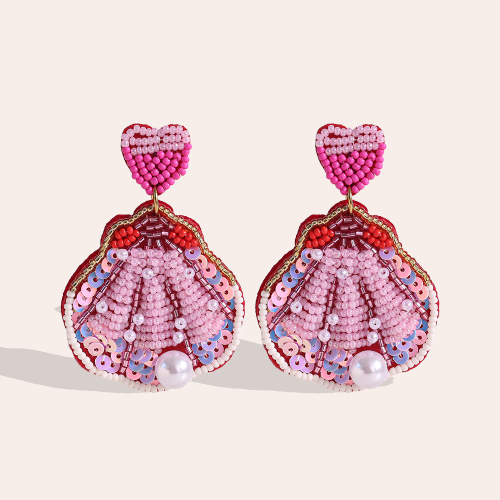 Stainless steel earrings 7cm rice pearl shell