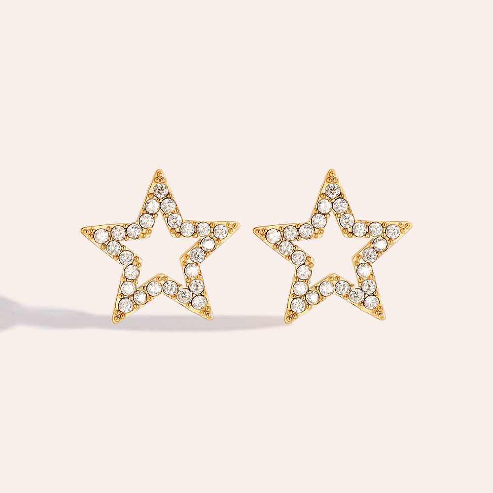 Stainless steel earrings 1.1cm Three Diamond Star