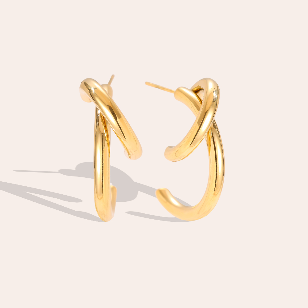 Stainless steel earrings 3cm Free Line Half Hoop