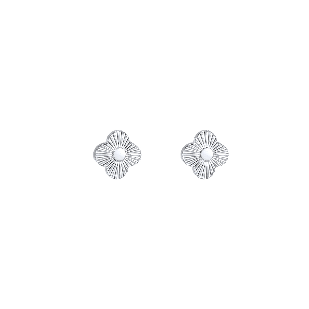 Stainless steel earrings, 5mm, four-leaf clover