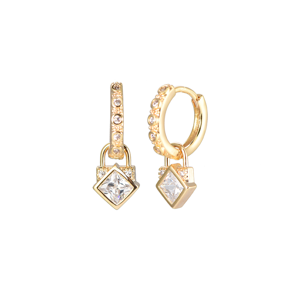 Locked cube gold-plated earrings