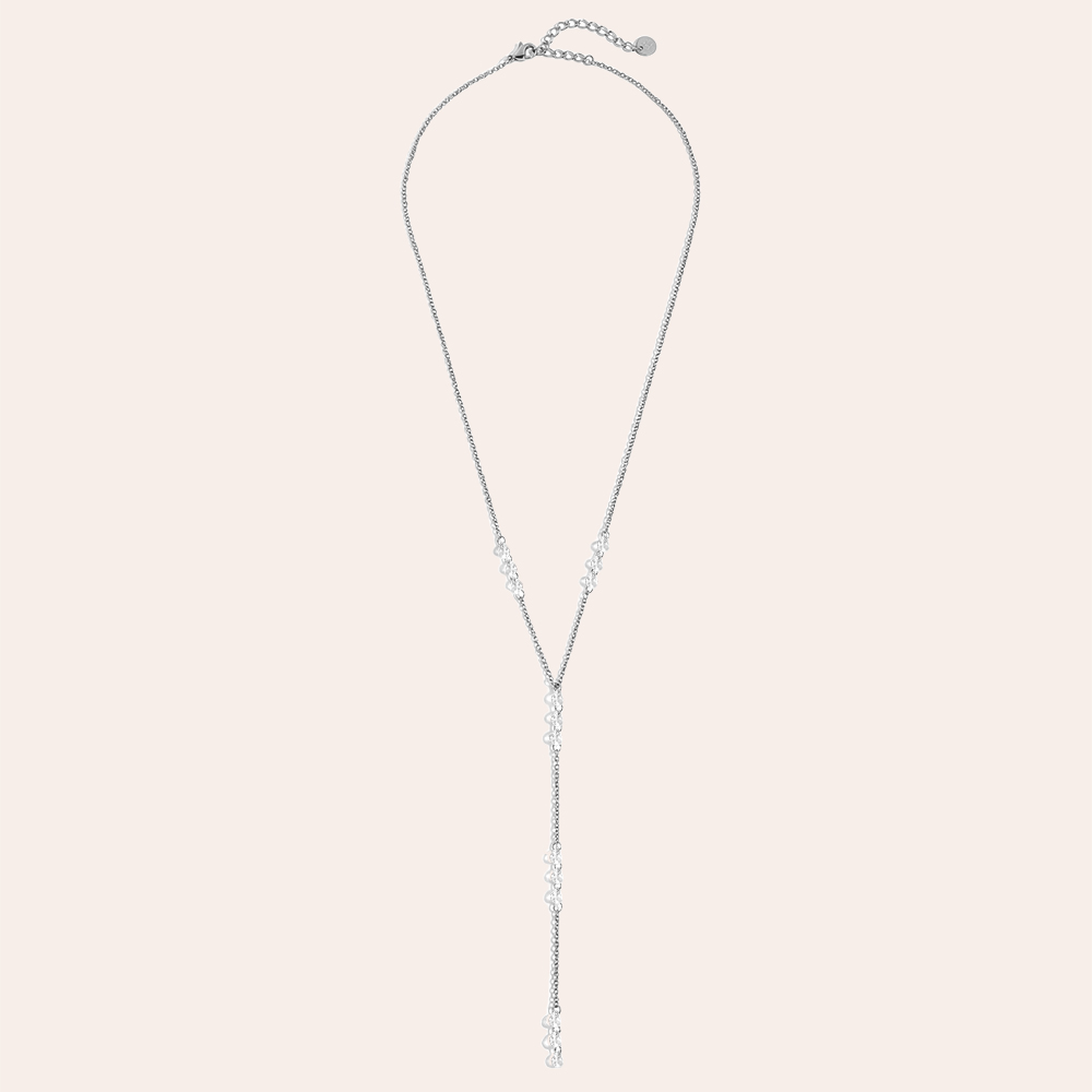 Stainless steel necklace 41cm drop-shaped zirconia
