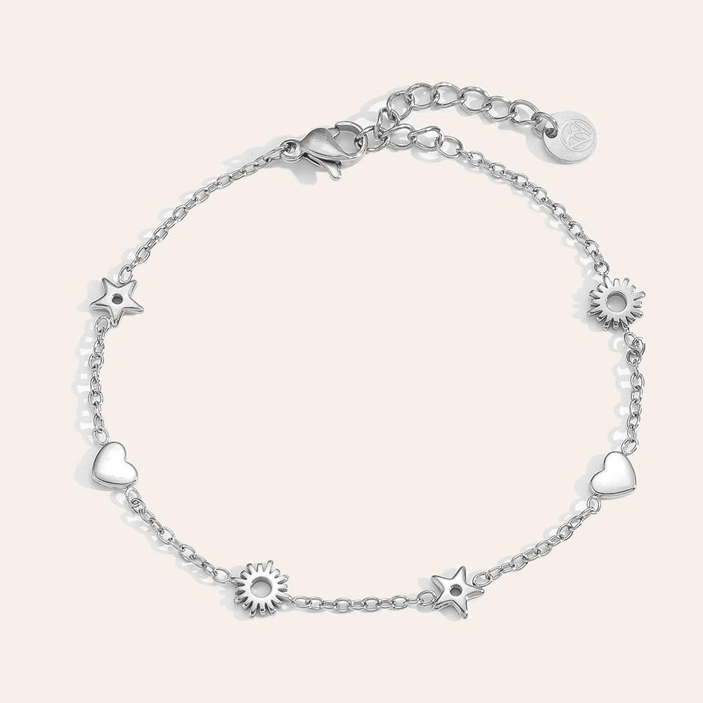 17cm Mini Star Heart Sun stainless steel bracelet      