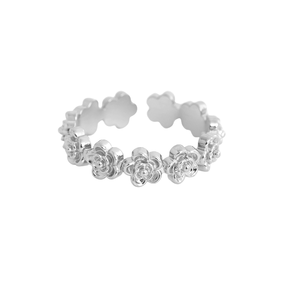 Stainless steel ring Adjustable many small flowers
