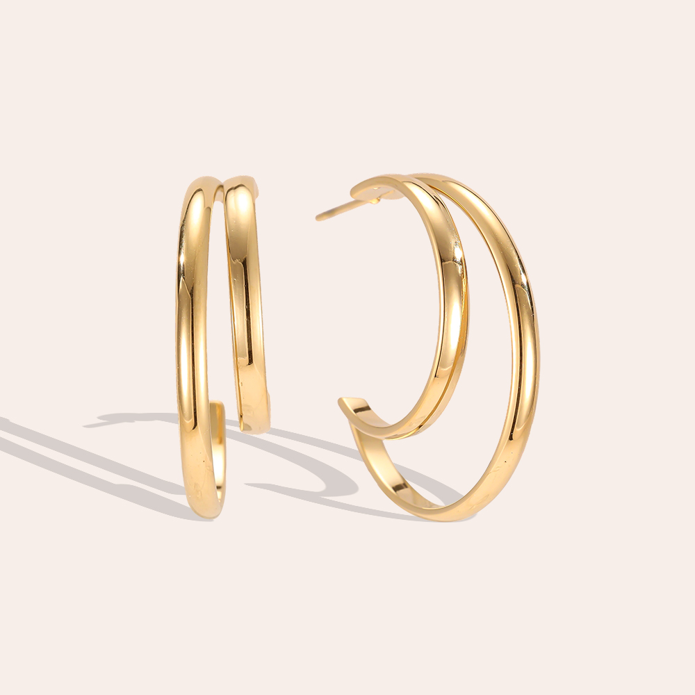 Stainless steel earrings, 27mm, large and small hoop earrings