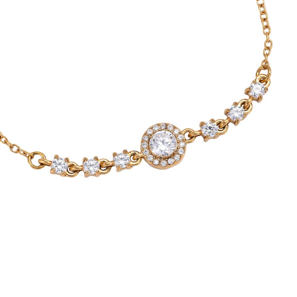 Stainless steel bracelet, 17 cm, with sparkling cubic zirconia
