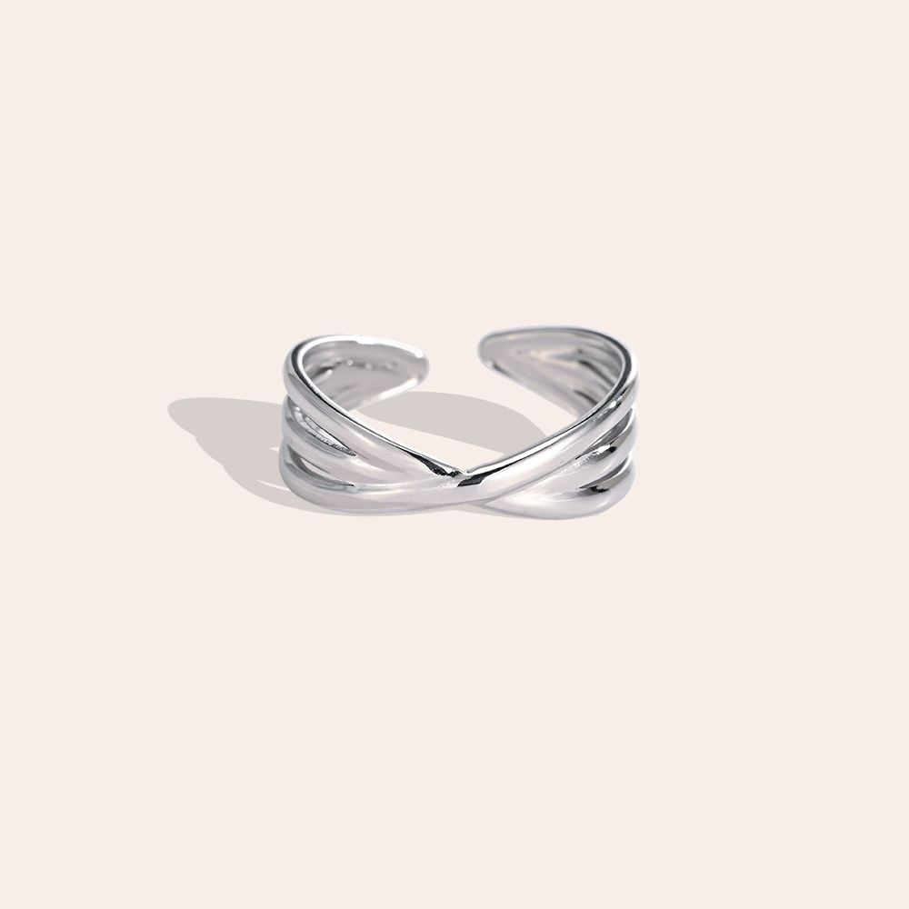 Stainless Steel Ring – Adjustable, Multi-row, Crossed