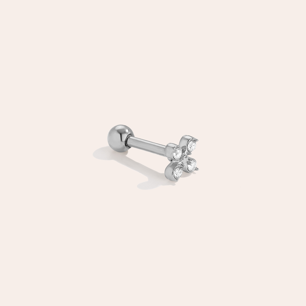Stainless steel piercing 4mm Mini Cross Diamond