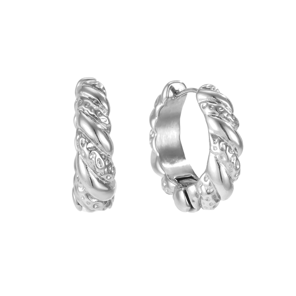 Stainless steel earrings, 25mm twisted hoop earrings