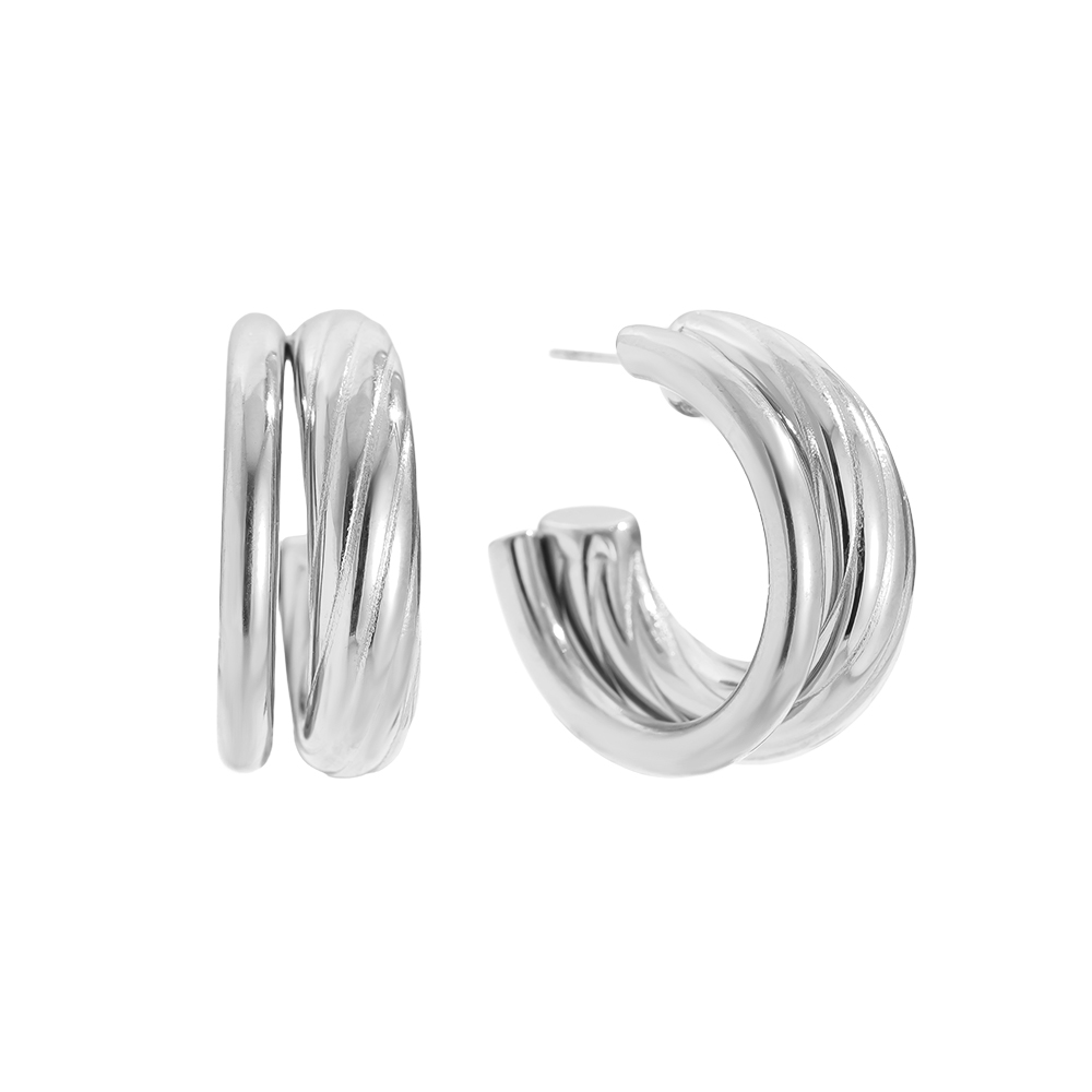 Stainless steel earrings 2cm Two Layer Half Hoop