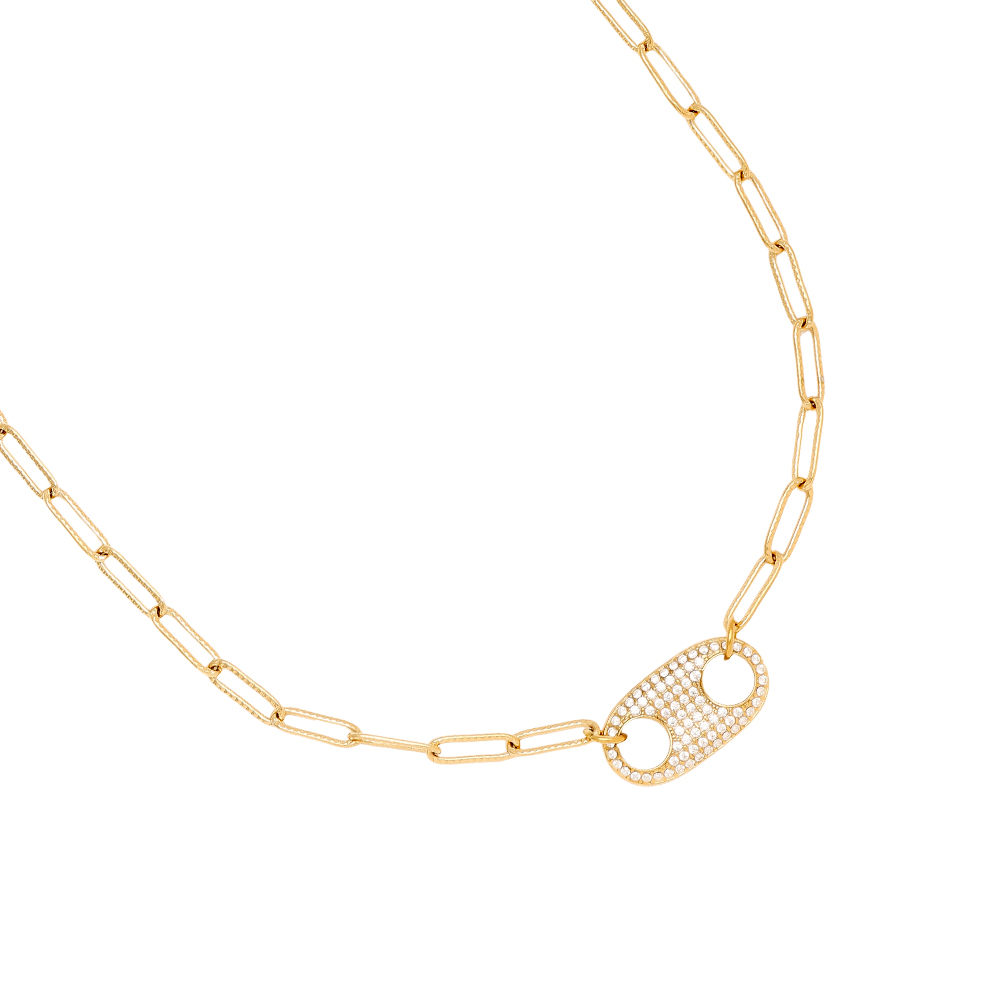 Stainless steel necklace 44cm Diamond Pig Nose With Charms