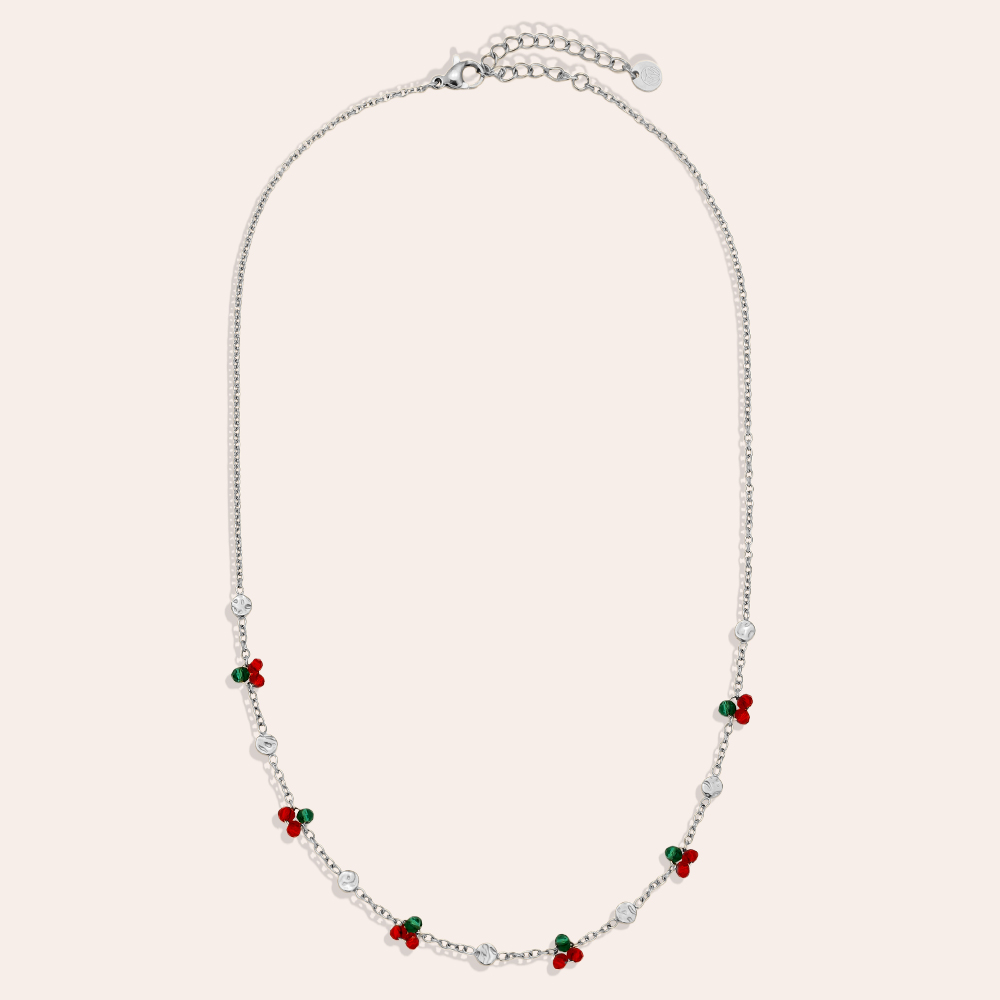 Stainless steel necklace 40cm Mini Cherry And Plate