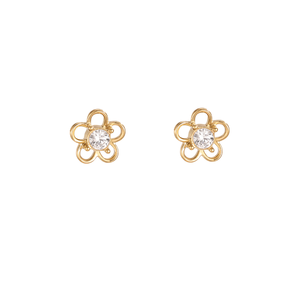 Stainless steel earrings 7mm simple small zirconia flower