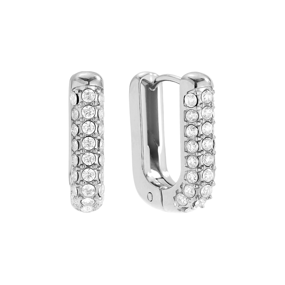 Stainless steel earrings 13*17mm Diamond Oval Hoop