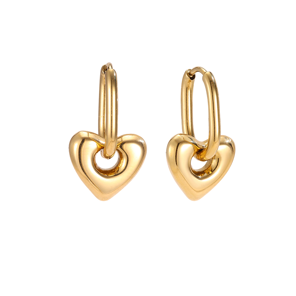 Stainless steel earrings, 21mm heart