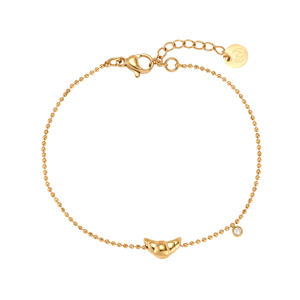 Stainless steel bracelet, 17 cm, Mini Crossant, cubic zirconia
