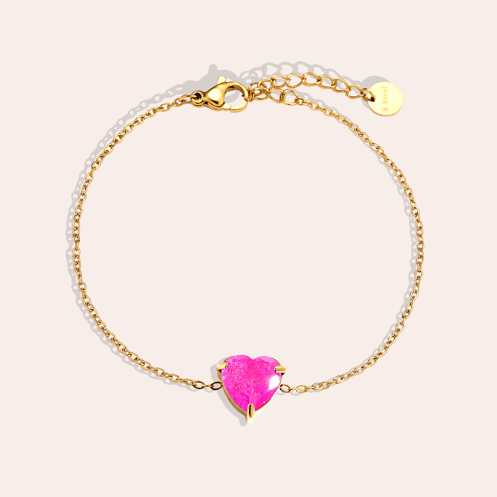 Stainless steel bracelet 16cm Multi Colour Diamond Heart