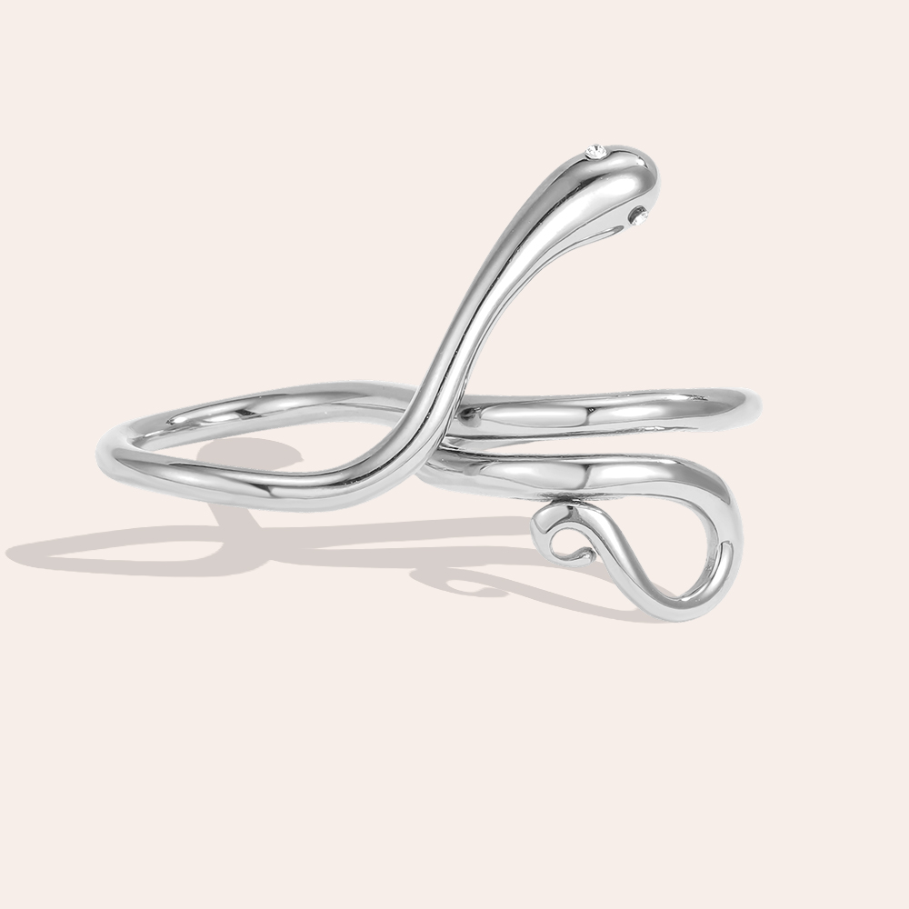 Adjustable stainless steel ring, snake design