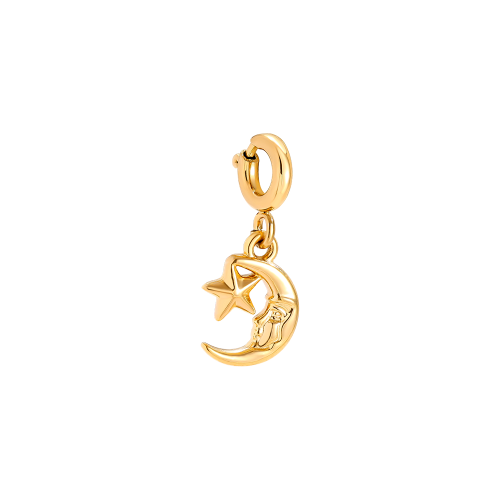 Stainless Steel Pendant 1.1cm Spring Clasp Moon And Star