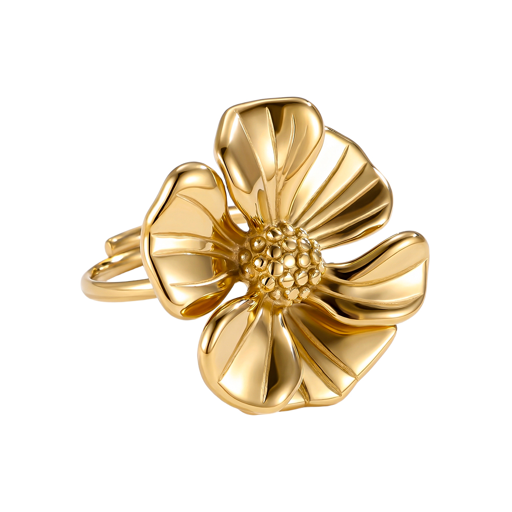 Stainless steel ring Adjustable beautiful flowers