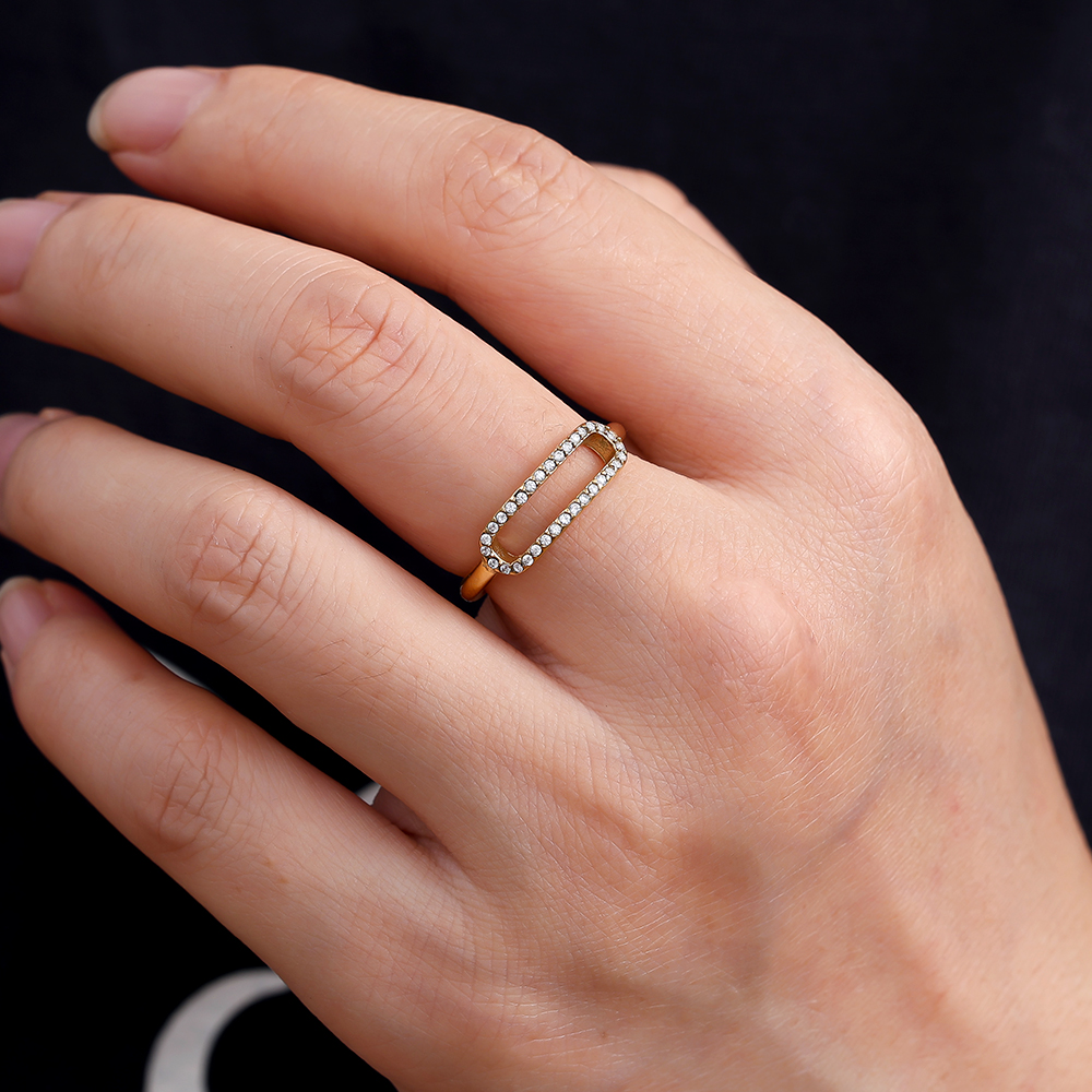 Stainless steel ring Like Mouth Diamond