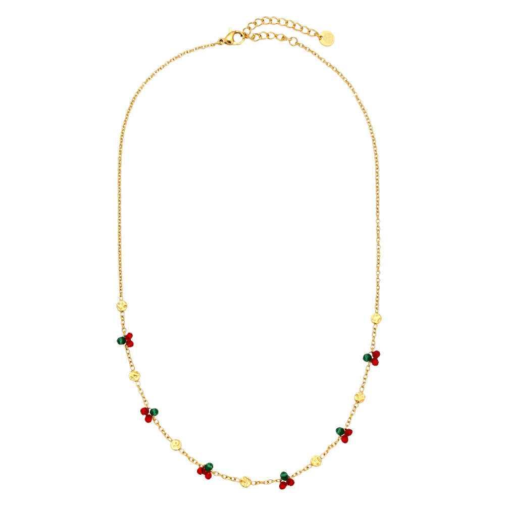 Stainless steel necklace 40cm Mini Cherry And Plate