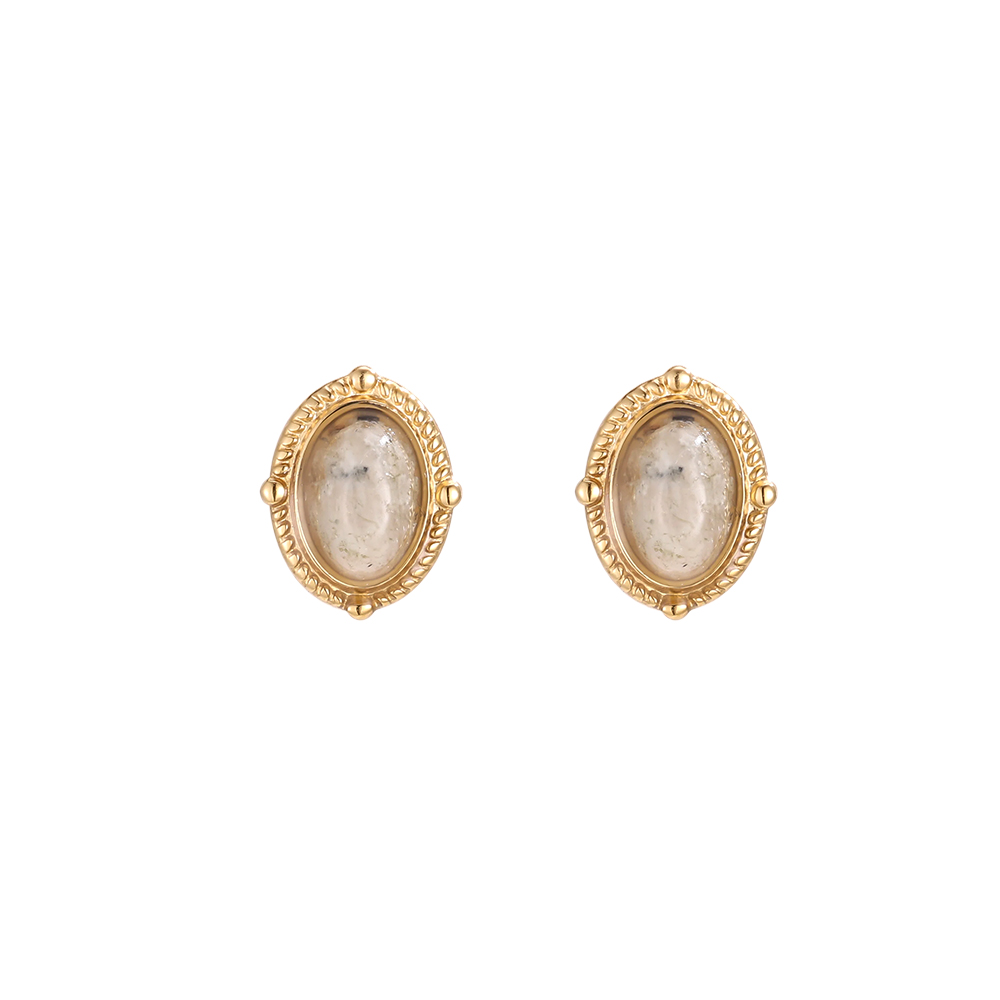 Stainless steel earrings 10*7mm oval stone