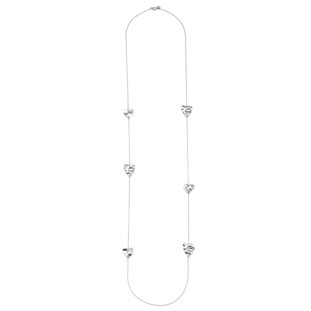 Stainless steel necklace, 100 cm, flat heart