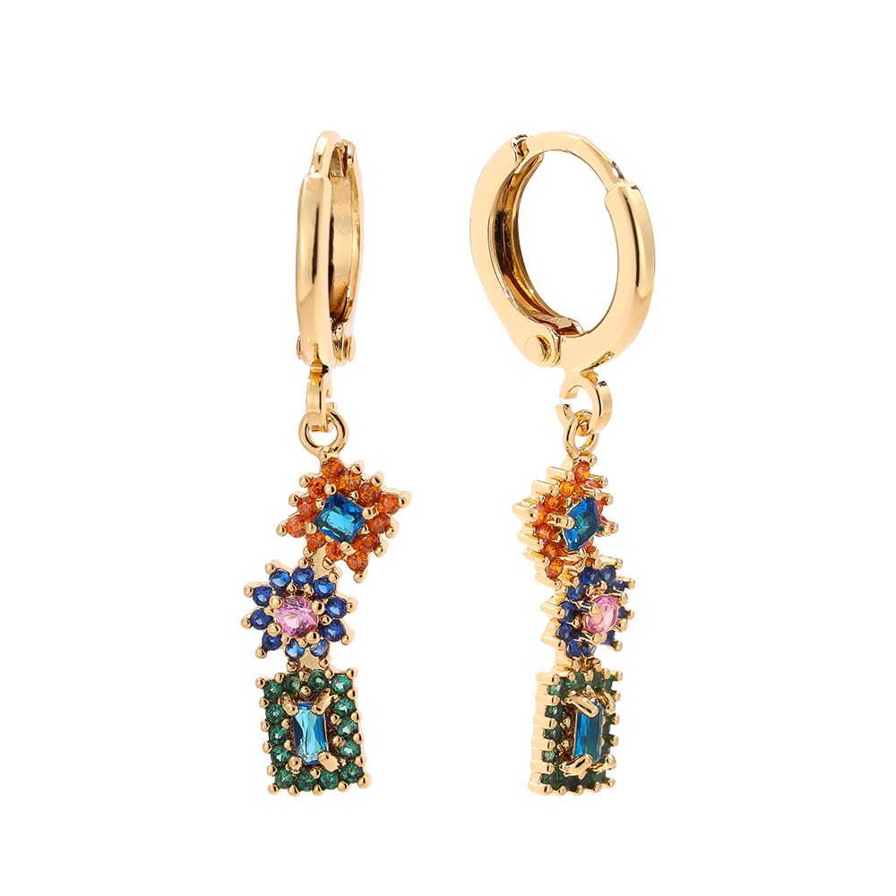Gold-plated earrings 3.4cm Mini Cubes Diamond