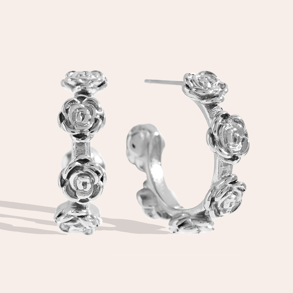 Stainless steel earrings 22mm Rose Hoop