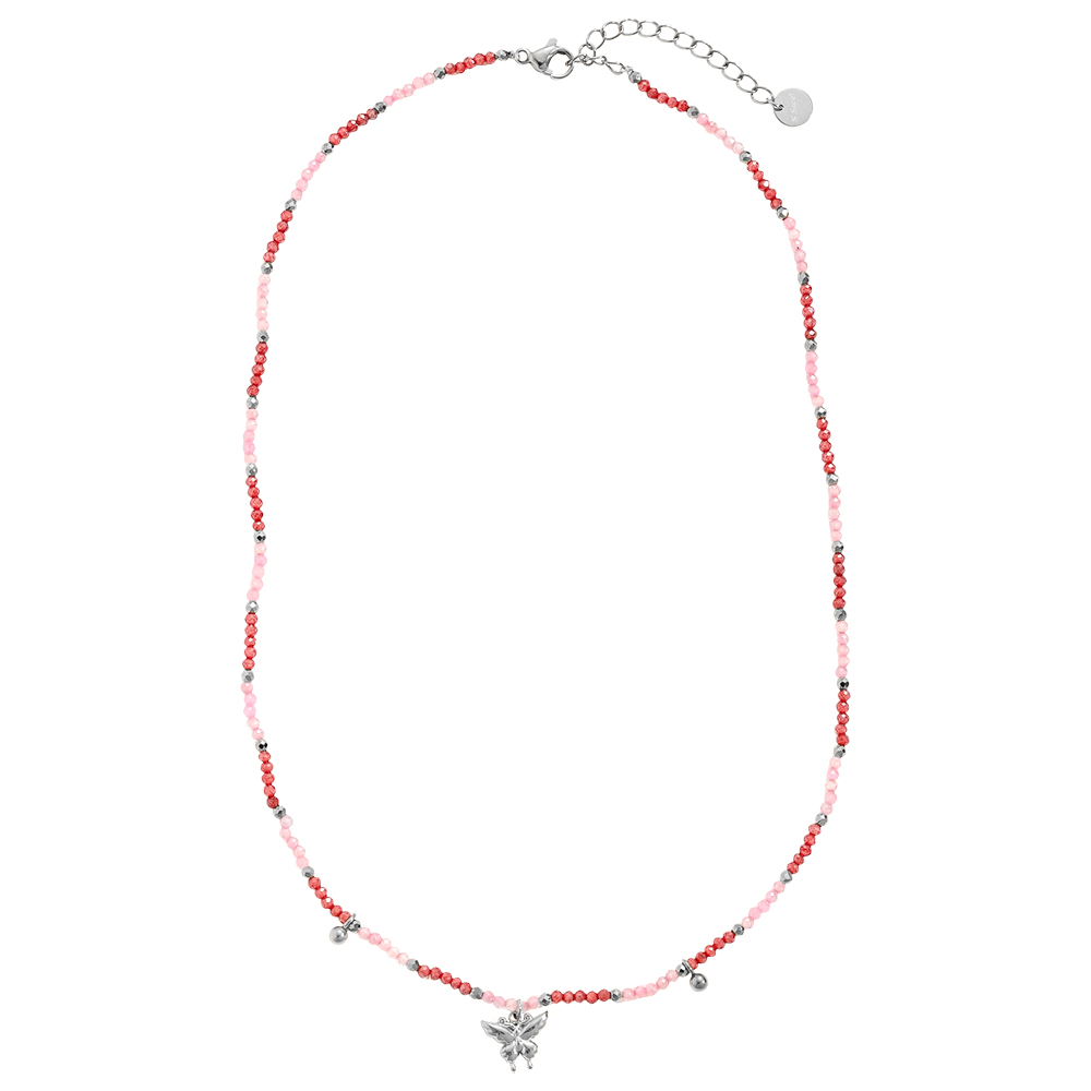 Stainless steel necklace 40cm crystal necklace with butterfly