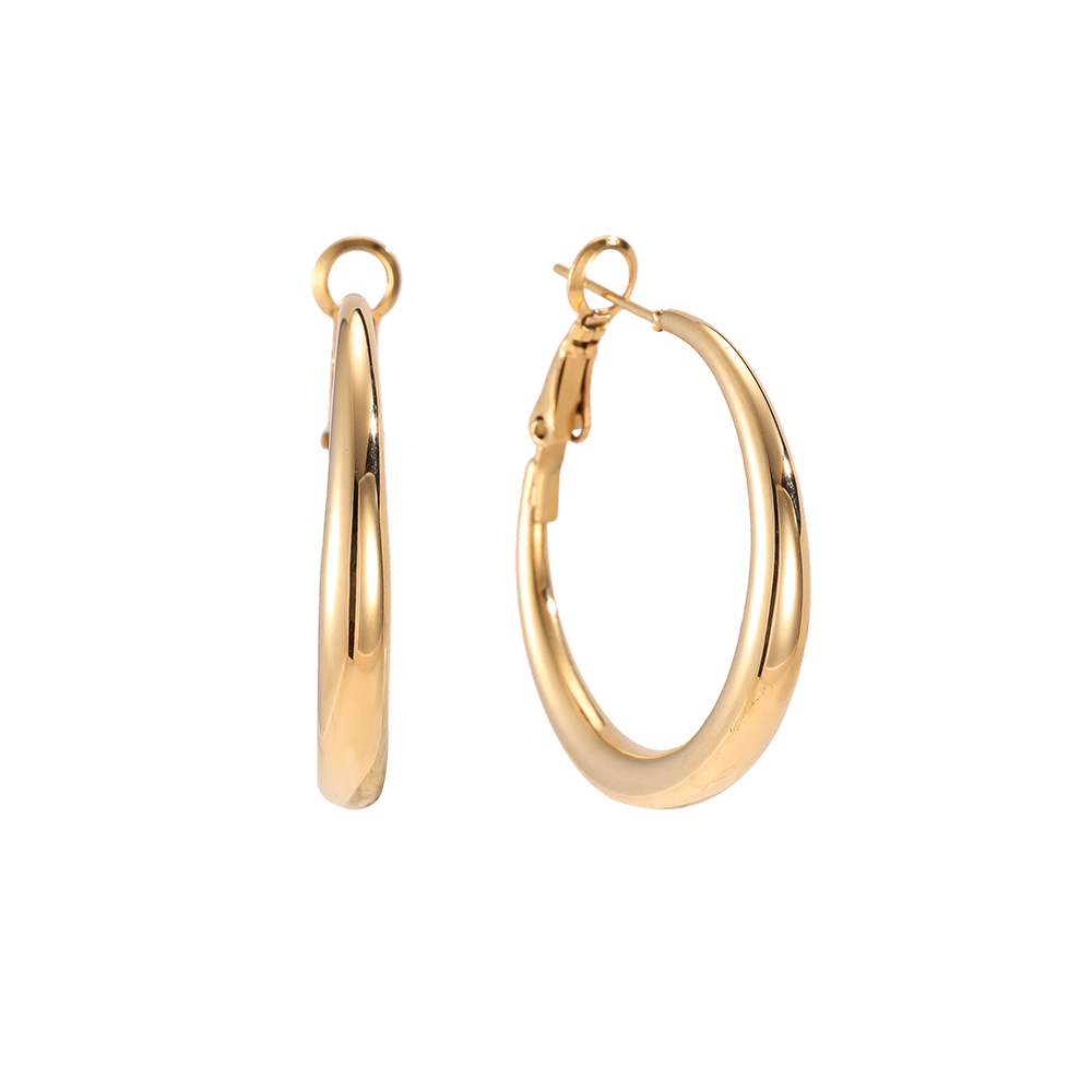 Stainless steel earrings, 30mm, simple hoop earrings