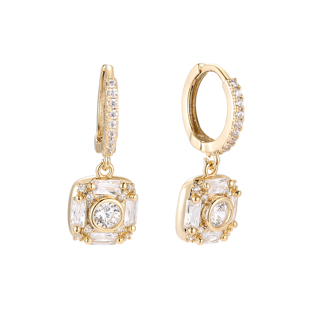 Gold-plated Diamond Mini Camera earrings