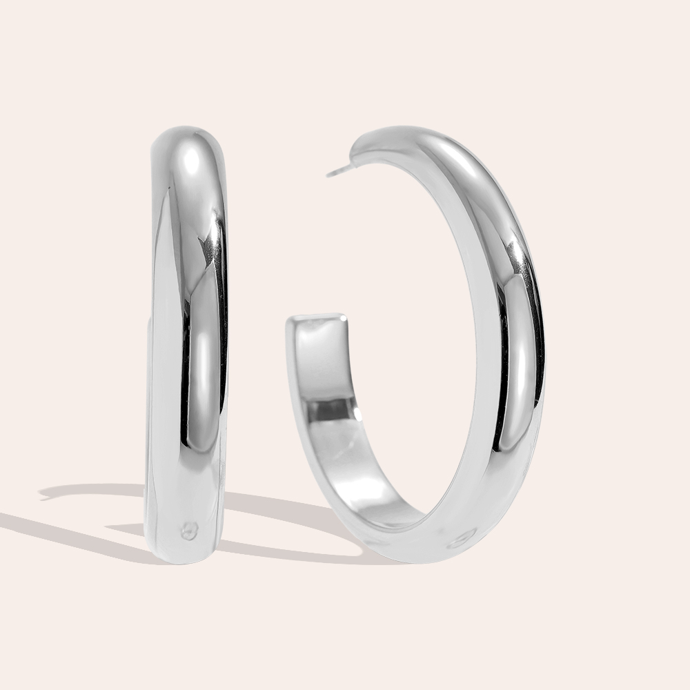 Stainless steel earrings 4cm Casual Half Hoop