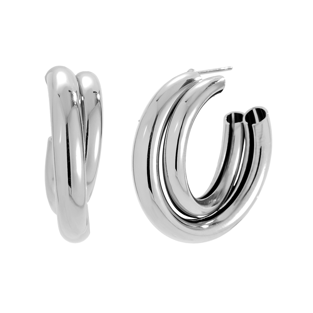 Stainless steel earrings 28mm Two Hoop