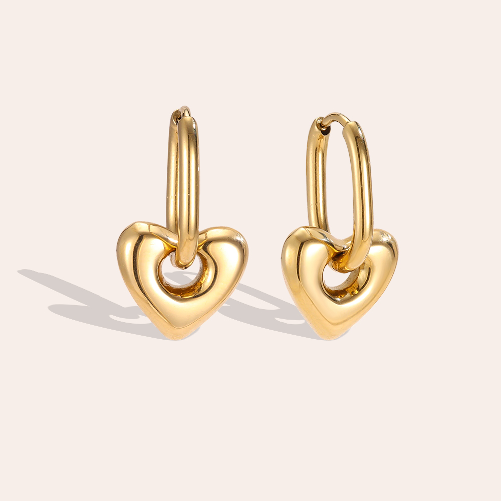 Stainless steel earrings, 21mm heart