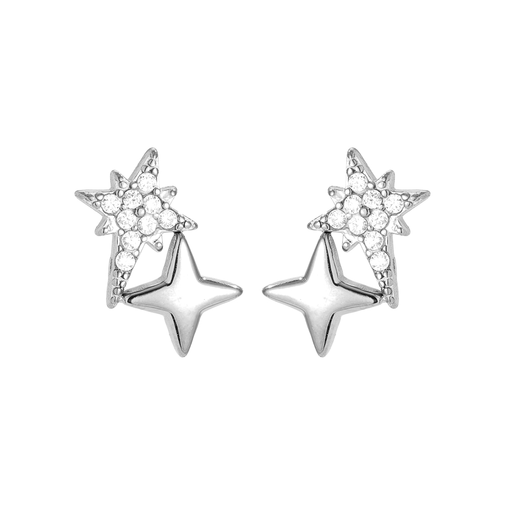 Stainless steel earrings 10mm Sparkling Diamond Star