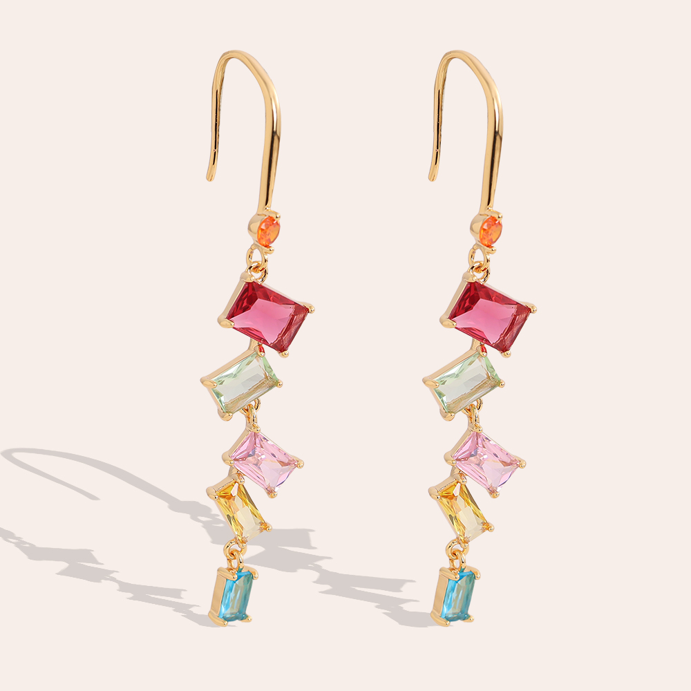Gold-plated earrings 5.5cm many zirconia