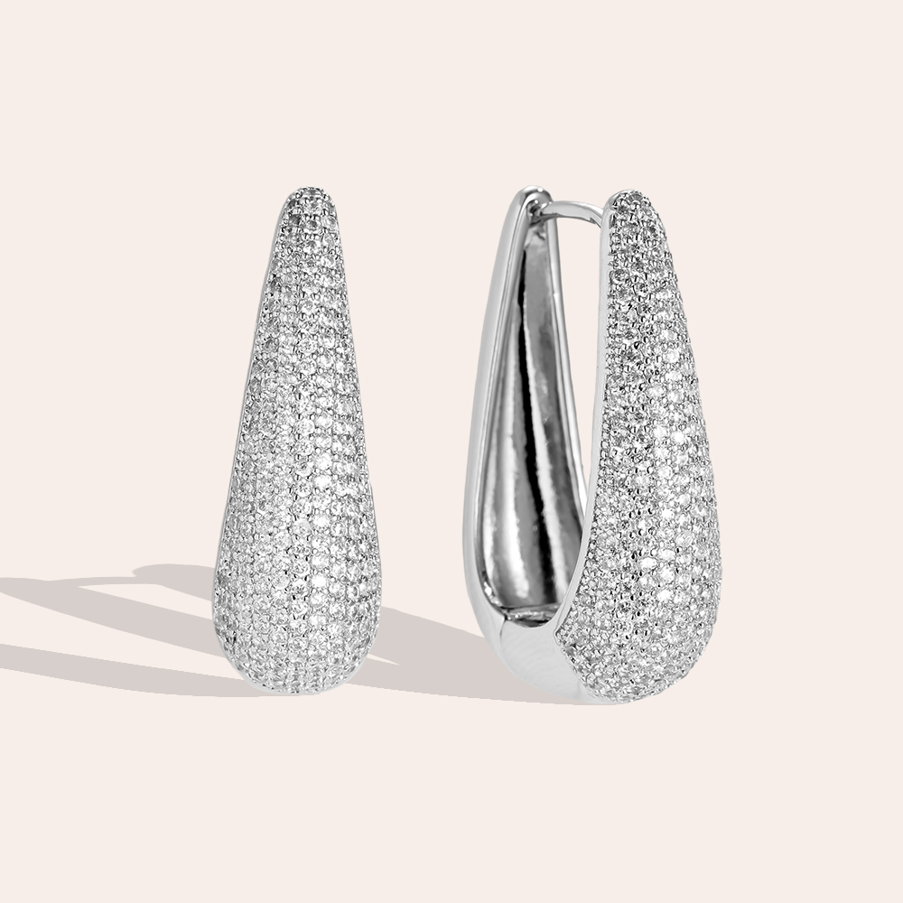 Gold-plated earrings 3.2cm Drop Diamond