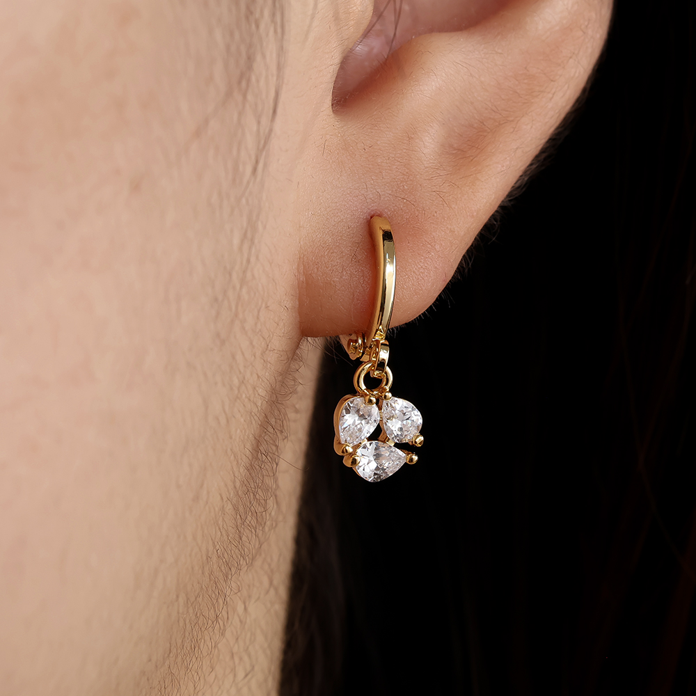 Three Mini Drops gold-plated earrings   