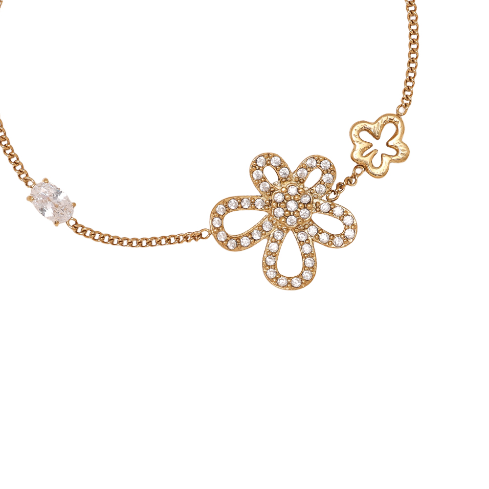 Stainless steel bracelet 17cm Cool Diamond Flower