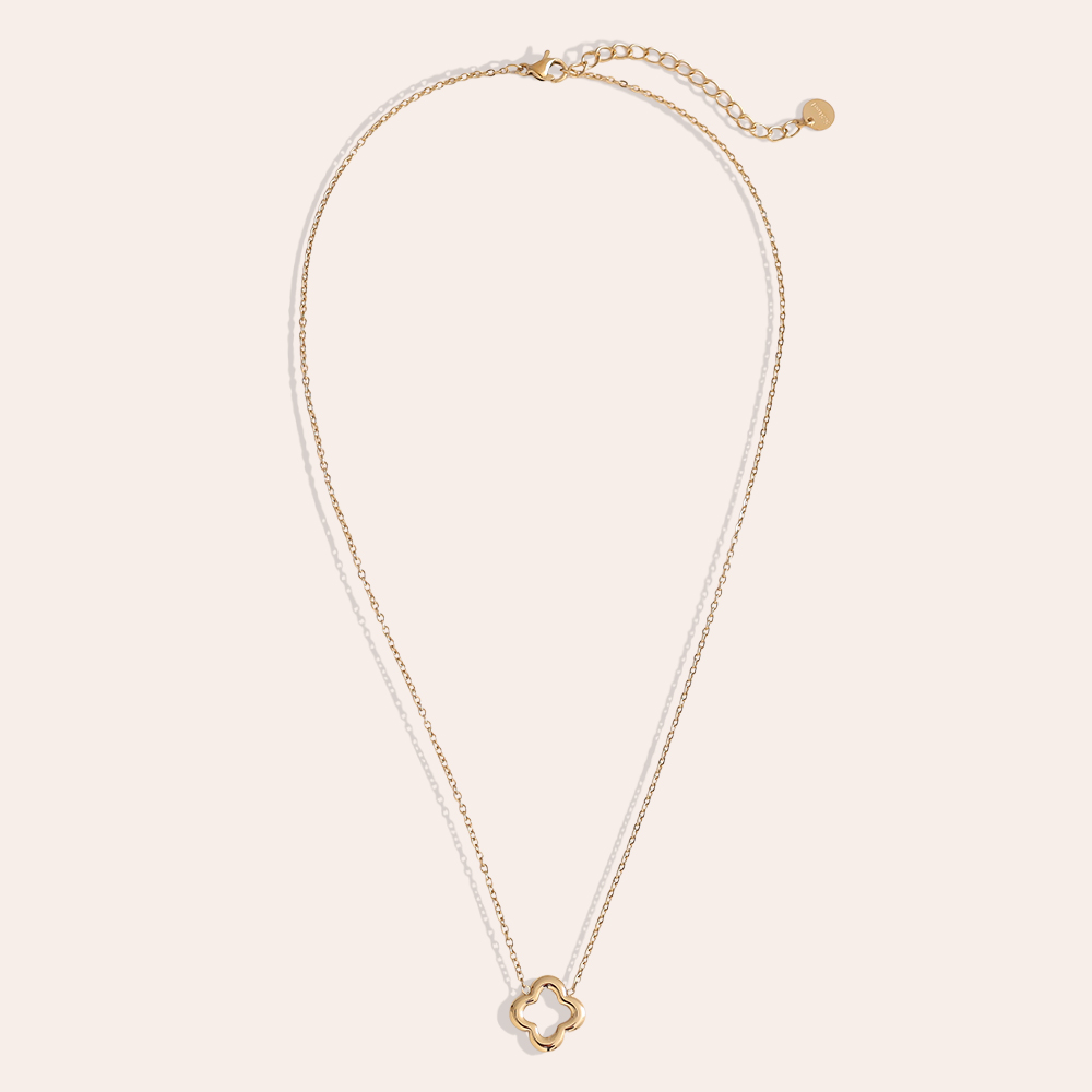 Stainless steel necklace 40cm lucky shamrock