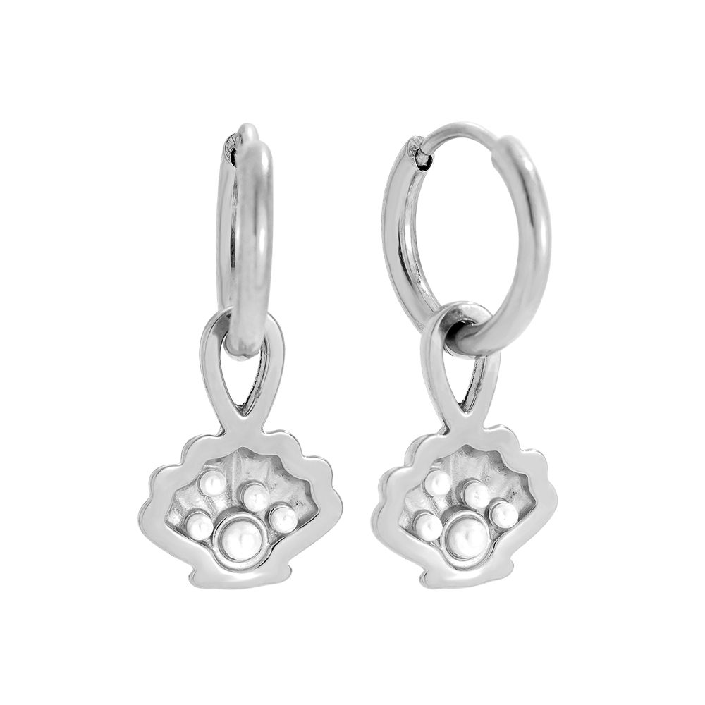 Stainless steel earrings 2.3cm Shell And Pearl