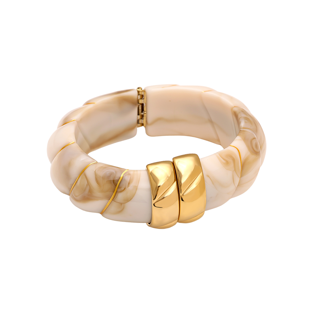 Stainless steel bangle Cloud Round Chunky Resin