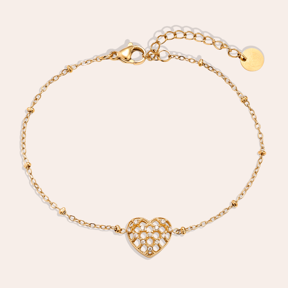 Stainless steel bracelet 17cm Pretty Diamond Heart