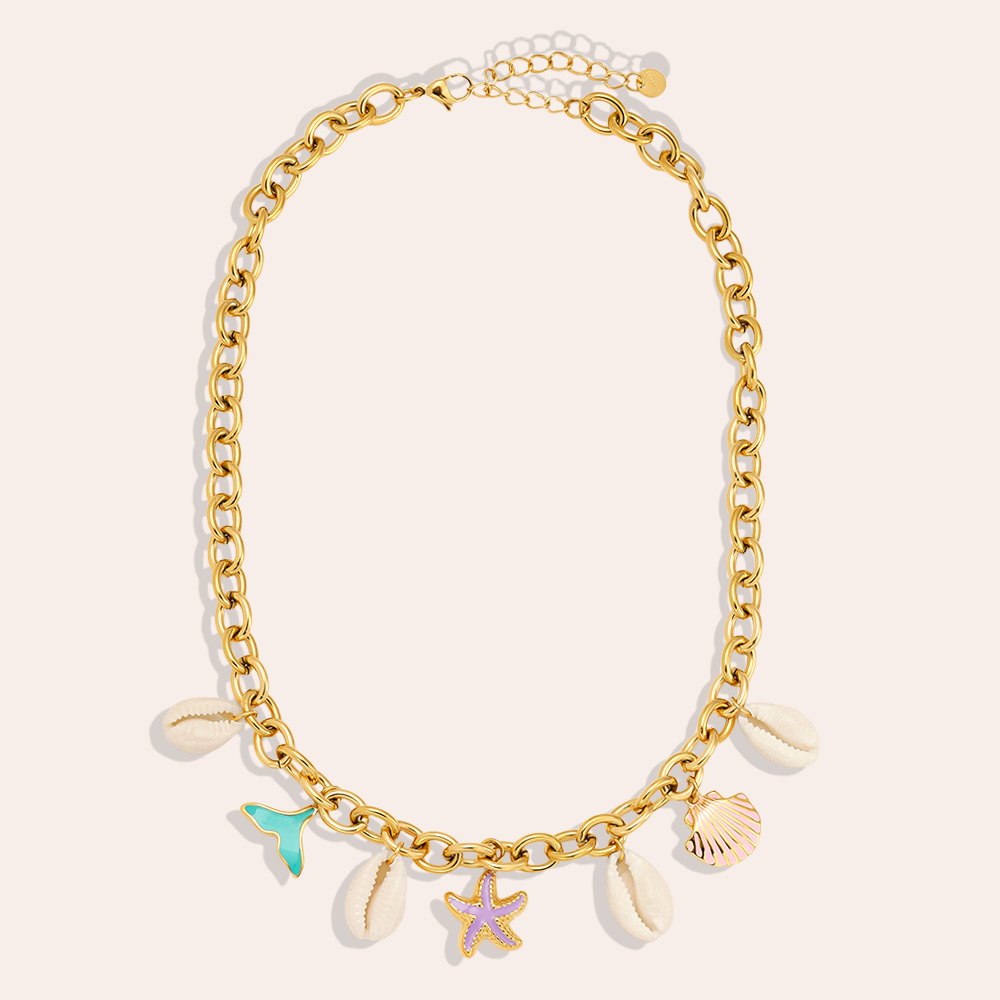 Stainless steel necklace 39cm Colourful Ocean