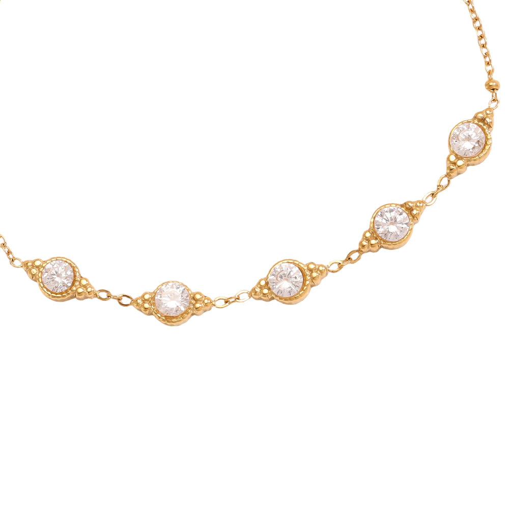 Stainless steel bracelet, 17.5 cm, with lots of sparkling cubic zirconia