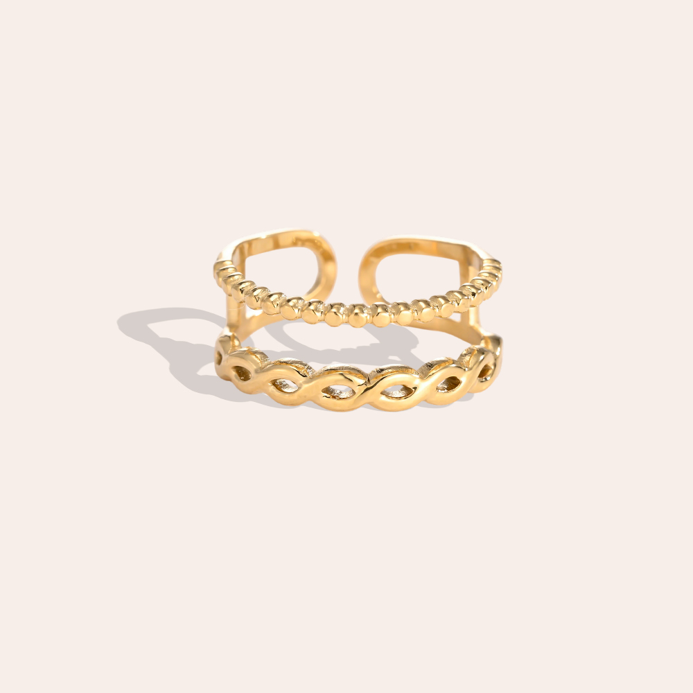 Stainless Steel Ring, Adjustable, Double-Row Design