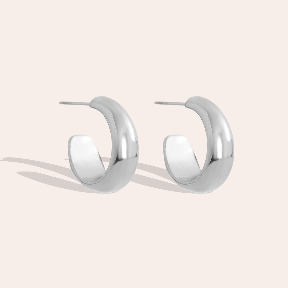 Stainless steel earrings 2cm Simple Half Hoop